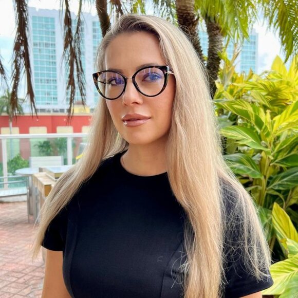 Tom Ford FT5815-B 052 Cat Eye Eyeglasses 54mm - Dark Havana/Gold - Picture 10 of 11